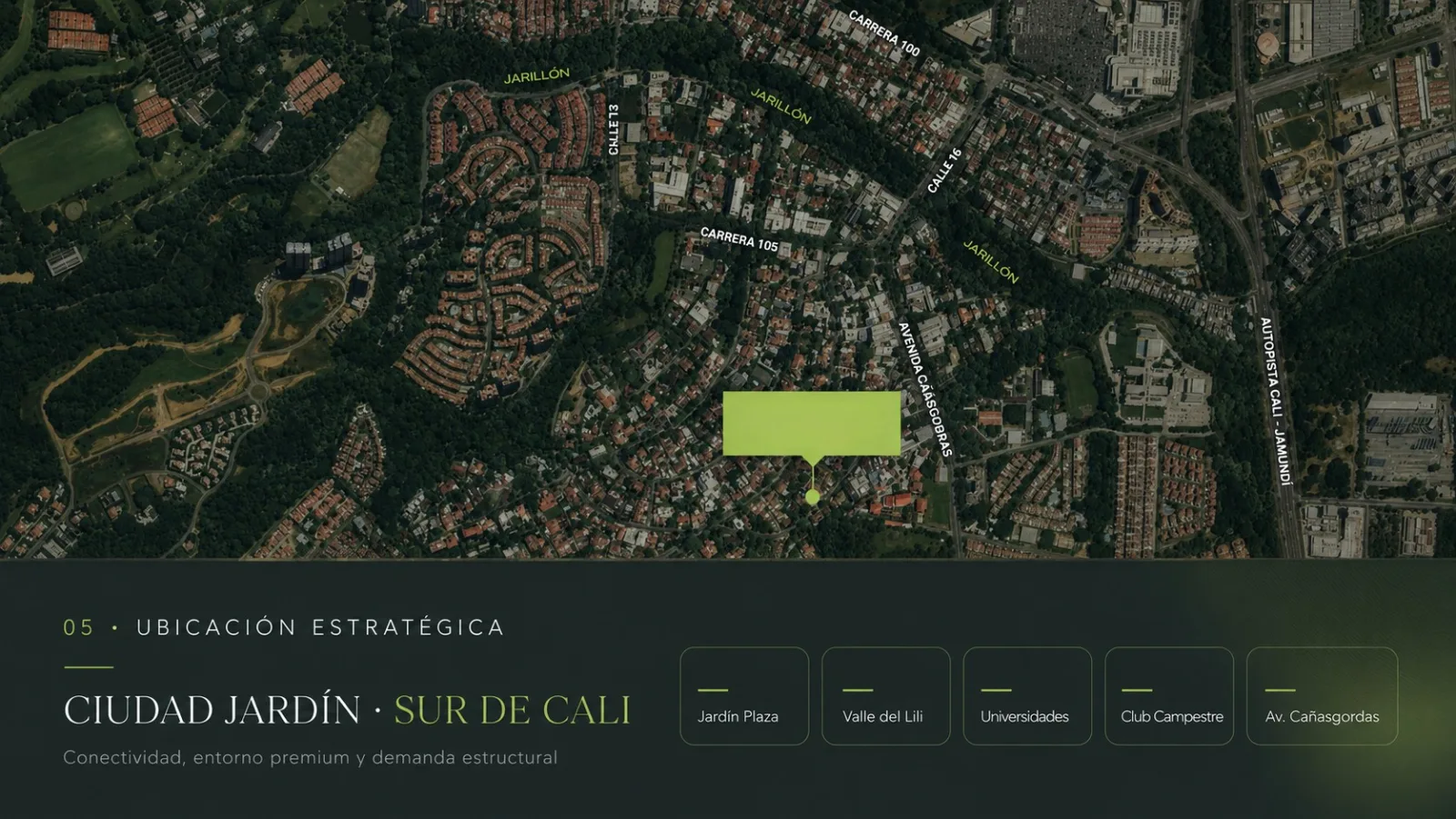SONNO — mapa de ubicación en Ciudad Jardín, Cali